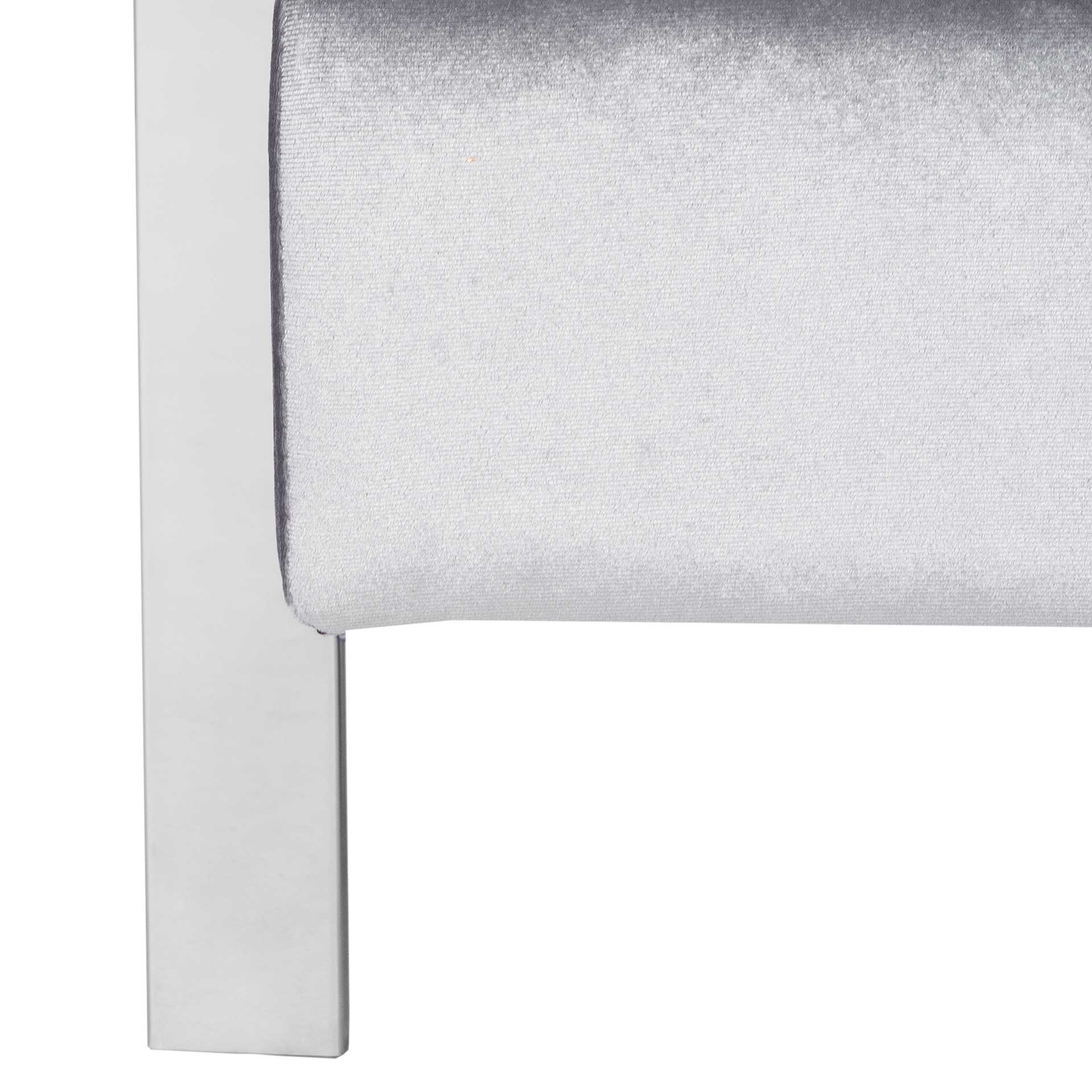 Waffle Velvet Chrome Accent Chair Light Gray