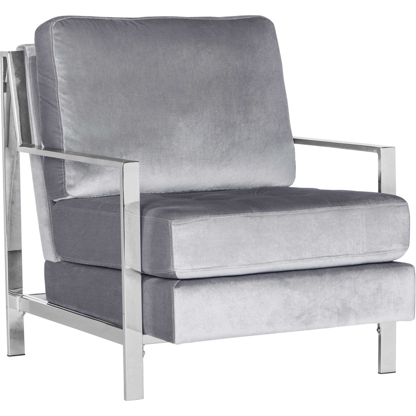 Waffle Velvet Chrome Accent Chair Light Gray - Froy.com