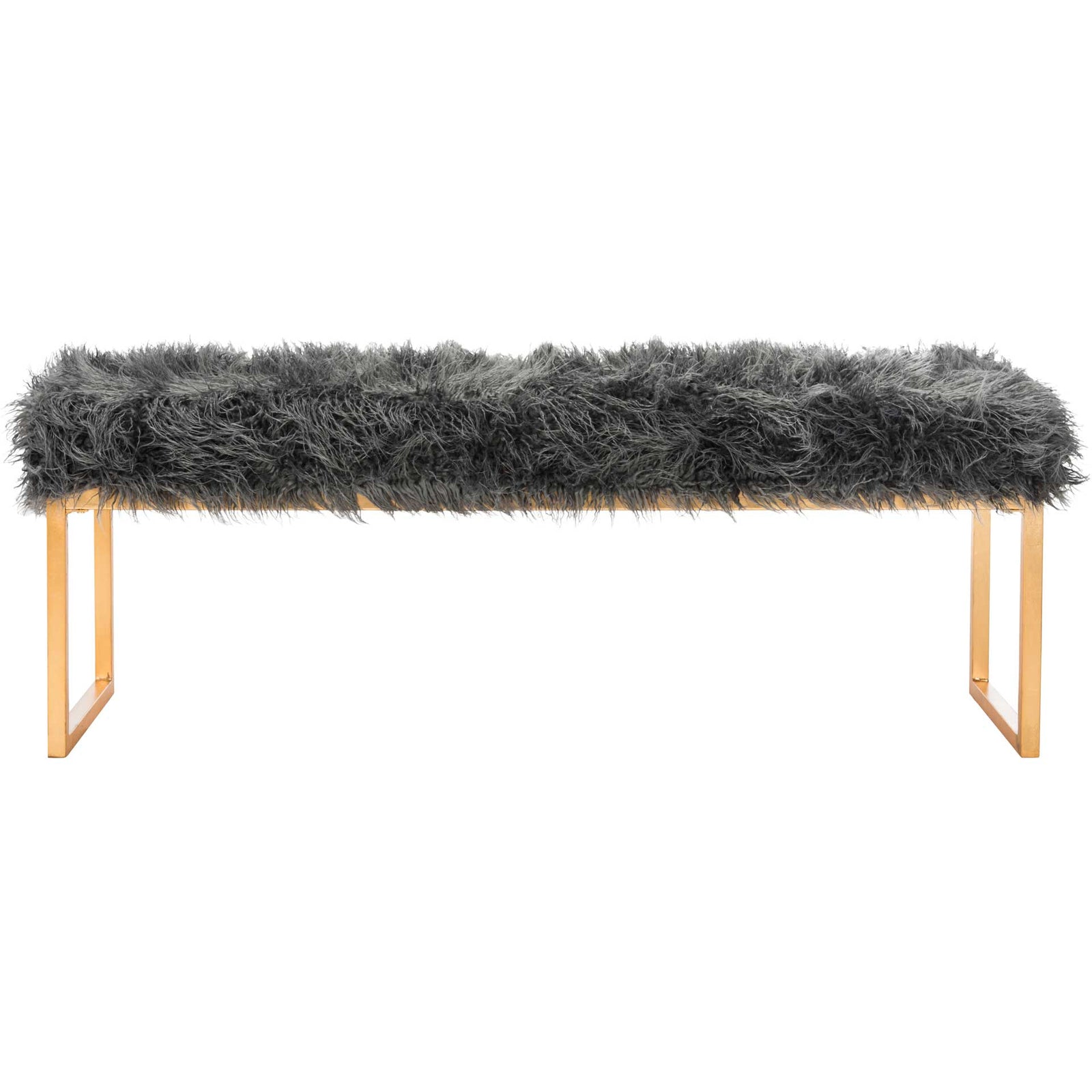 Ethiopia Faux Curly Sheepskin Bench Gray