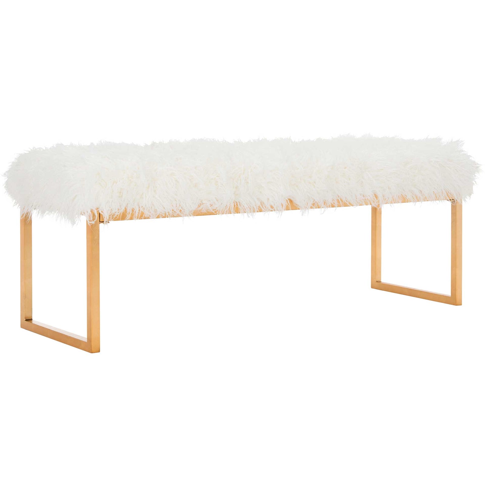 Ethiopia Faux Curly Sheepskin Bench White