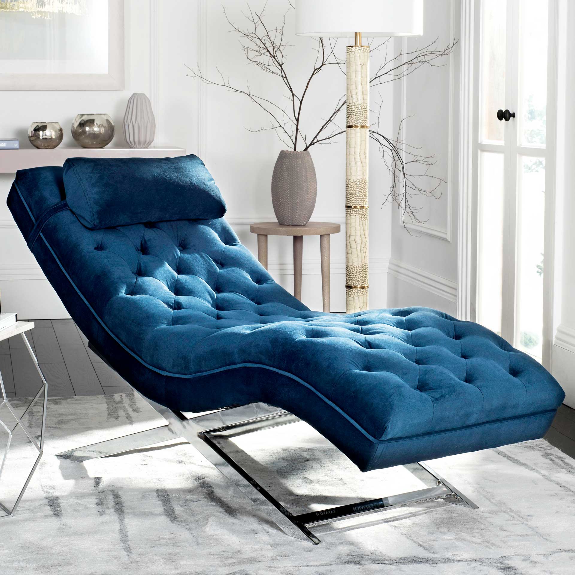 Morph Chaise With Headrest Pillow Navy