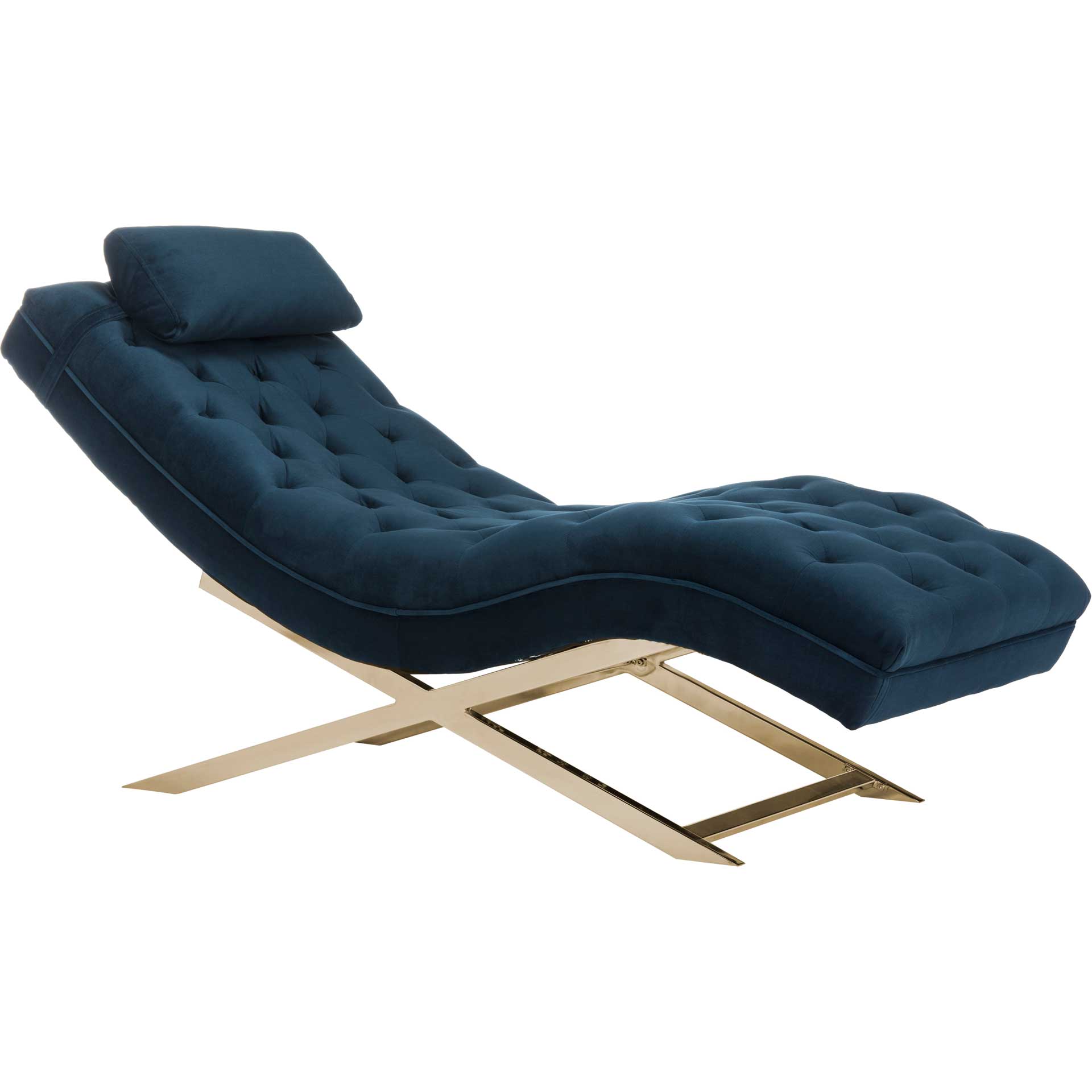 Morph Chaise With Headrest Pillow Navy/Gold