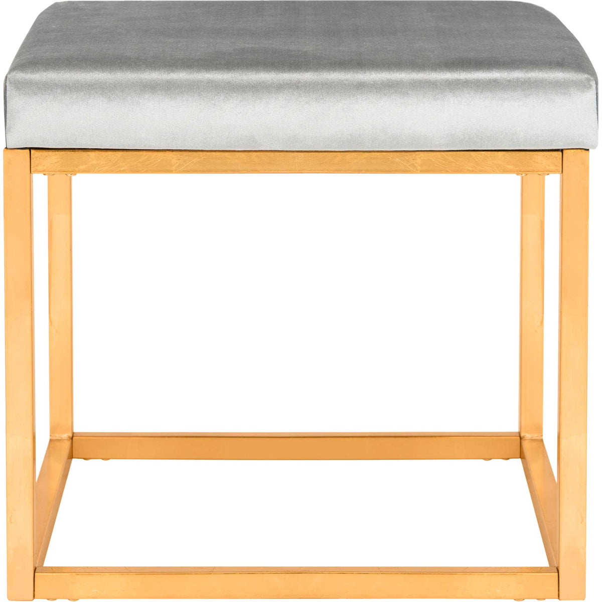 Ronnie Velvet Square Ottoman Gray