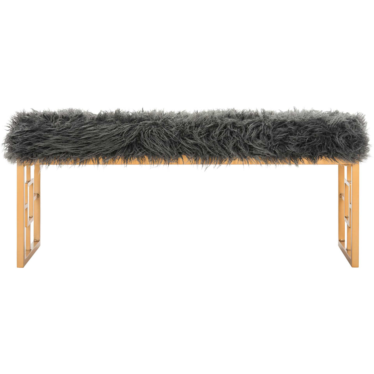 Meher Faux Sheepskin Bench Gray