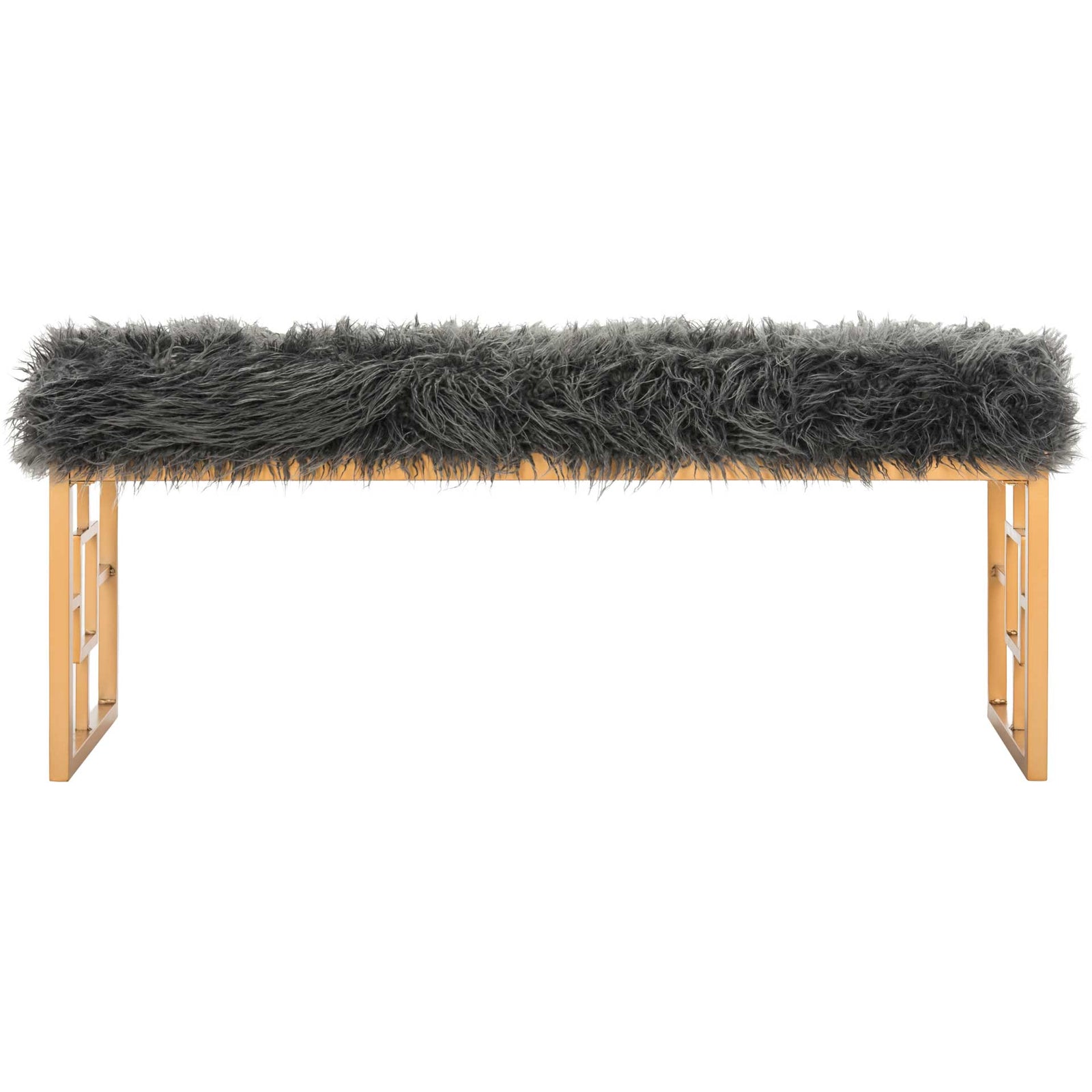 Meher Faux Sheepskin Bench Gray