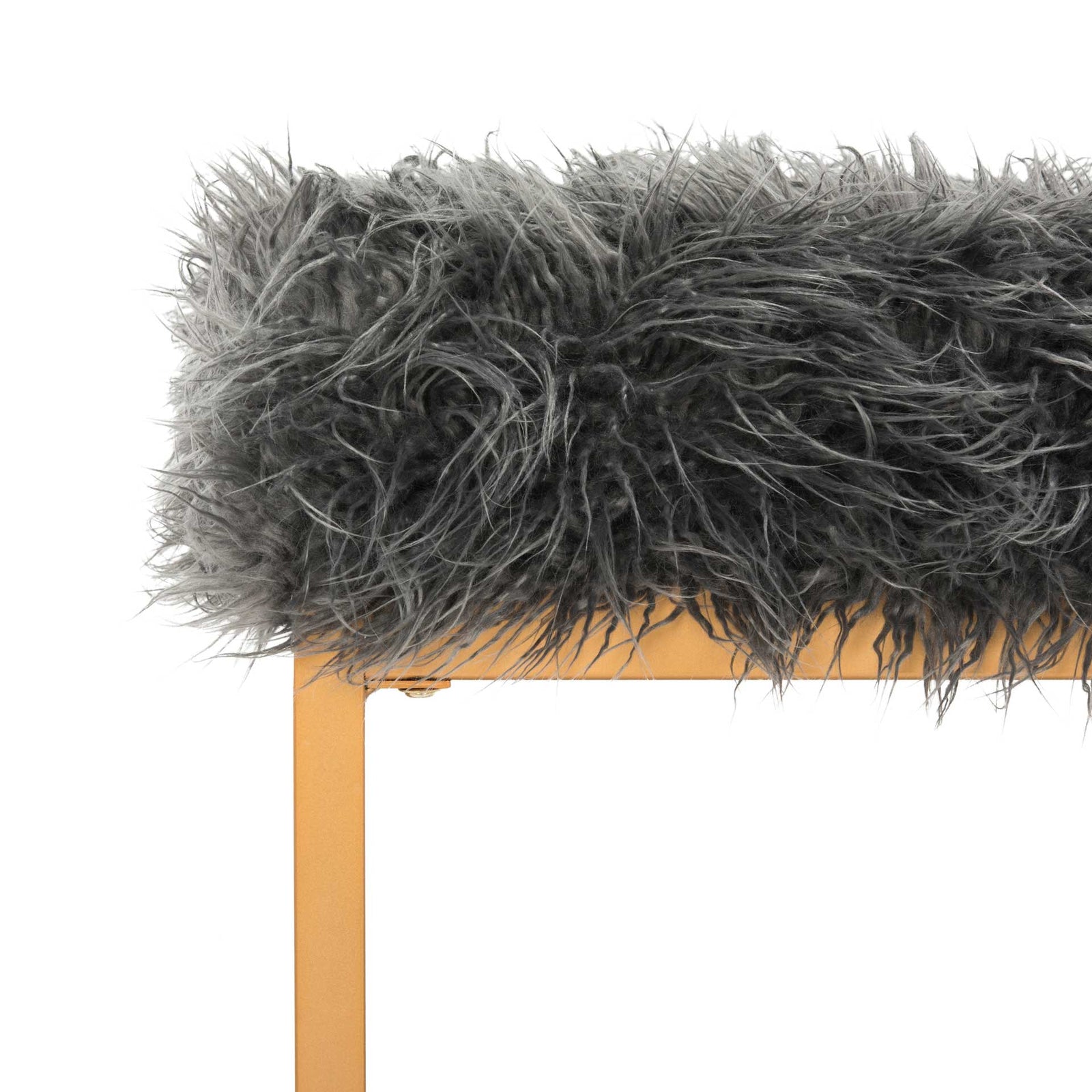 Meher Faux Sheepskin Bench Gray