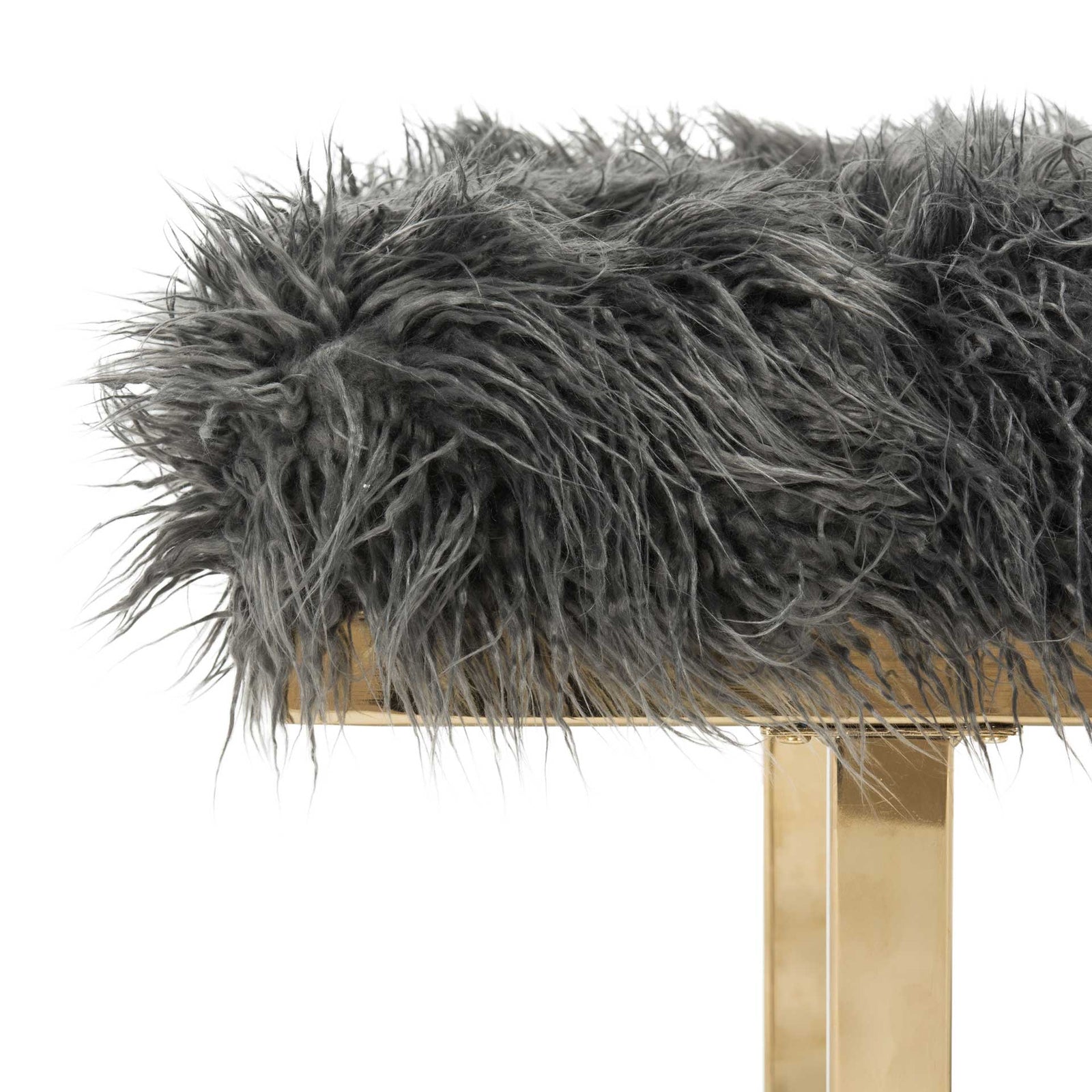 Maddison Faux Sheepskin Bench Gray