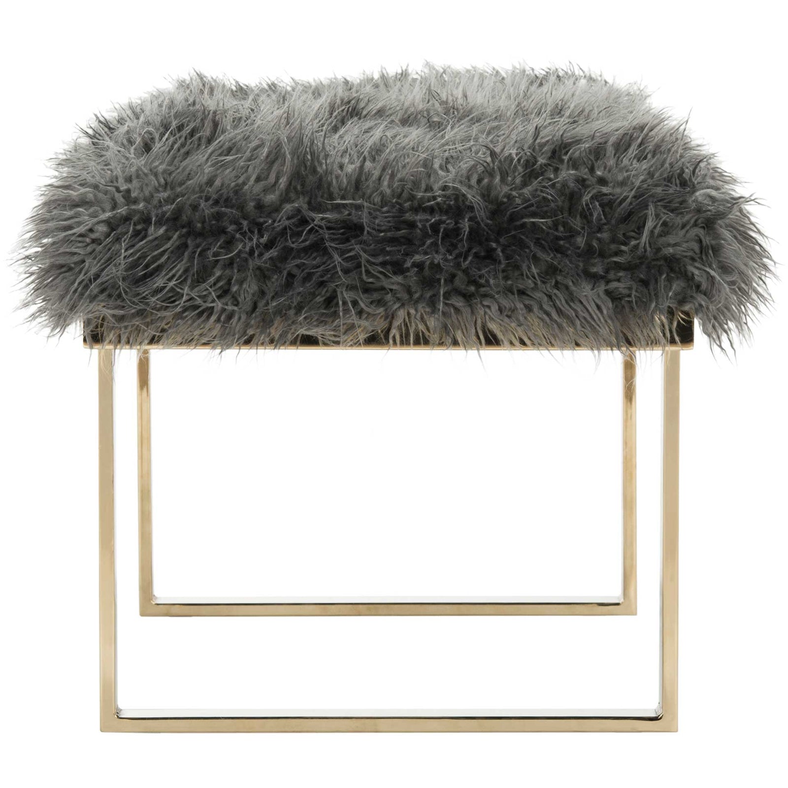 Maddison Faux Sheepskin Bench Gray