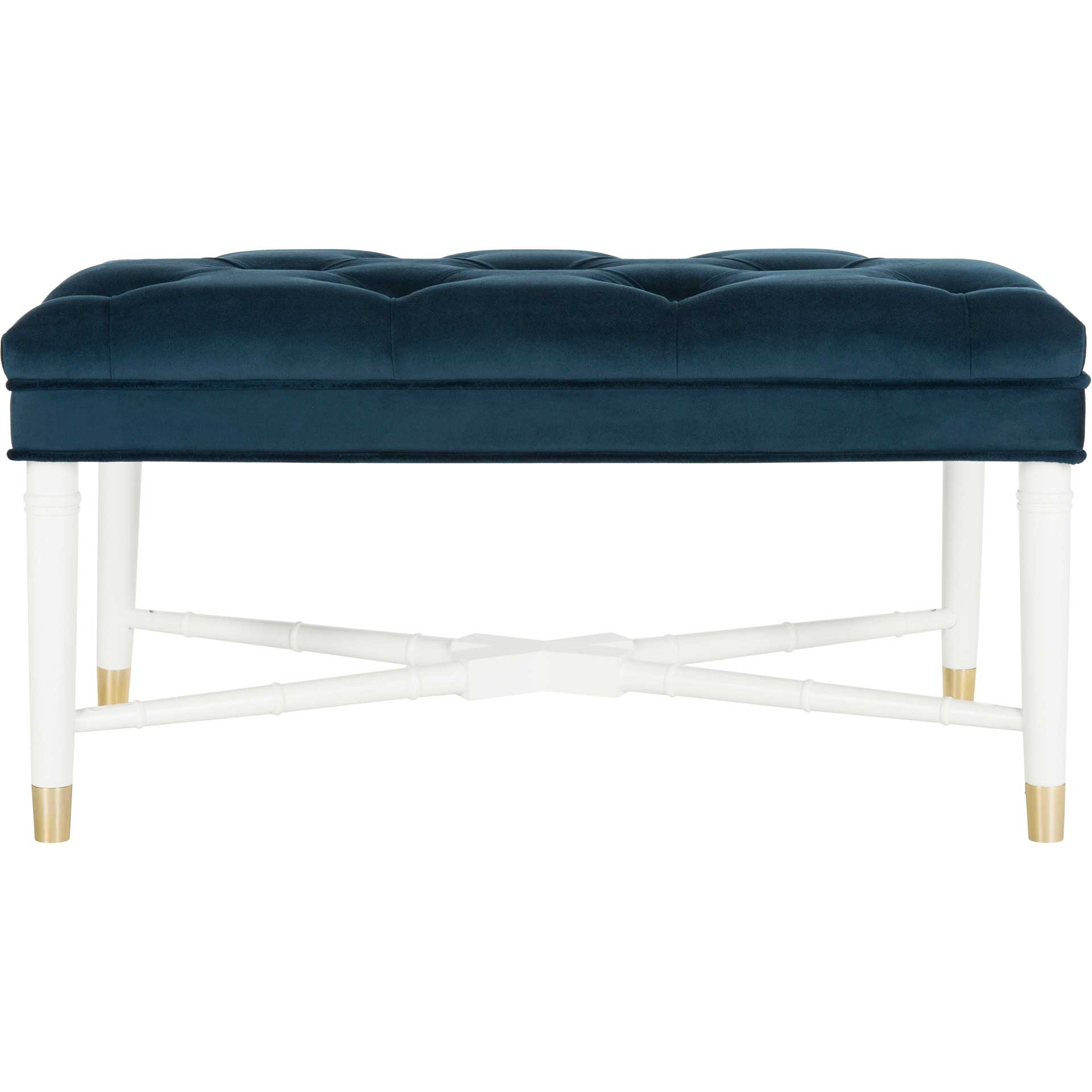 Roy Contemporary Tufted Bench Navy/White