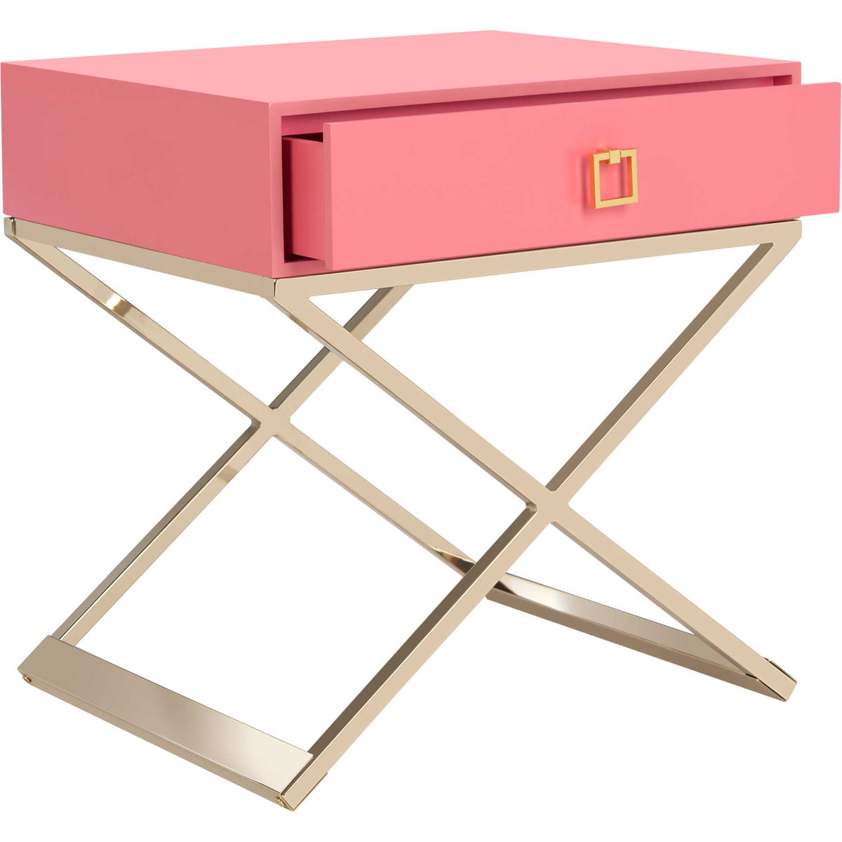Zariah Modern Cross Leg Nightstand Pink