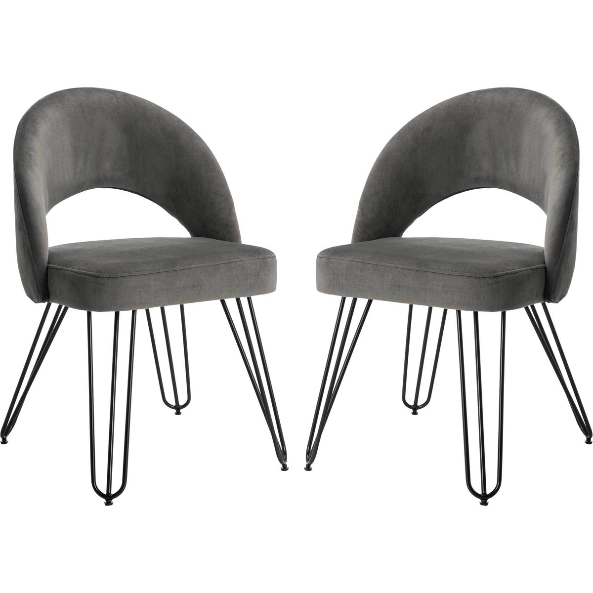 Jolene Velvet Side Chair Dark Gray (Set of 2)