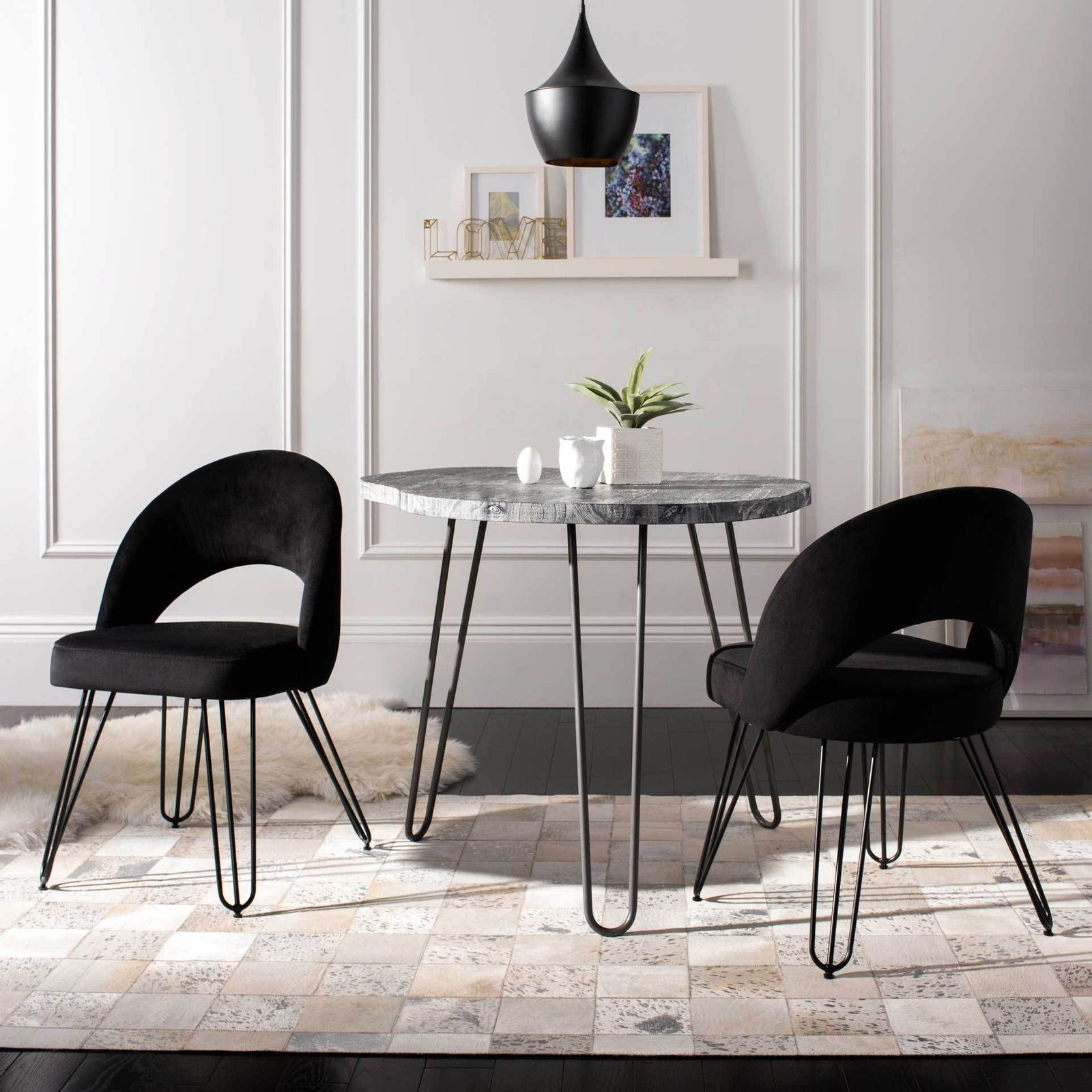 Jolene Velvet Side Chair Black (Set of 2)