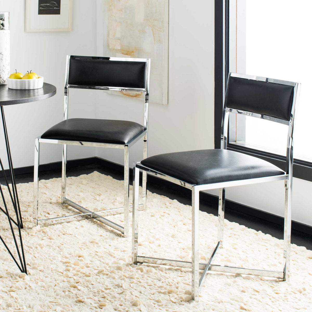 Meera Chrome Side Chair Black/Chrome (Set of 2)