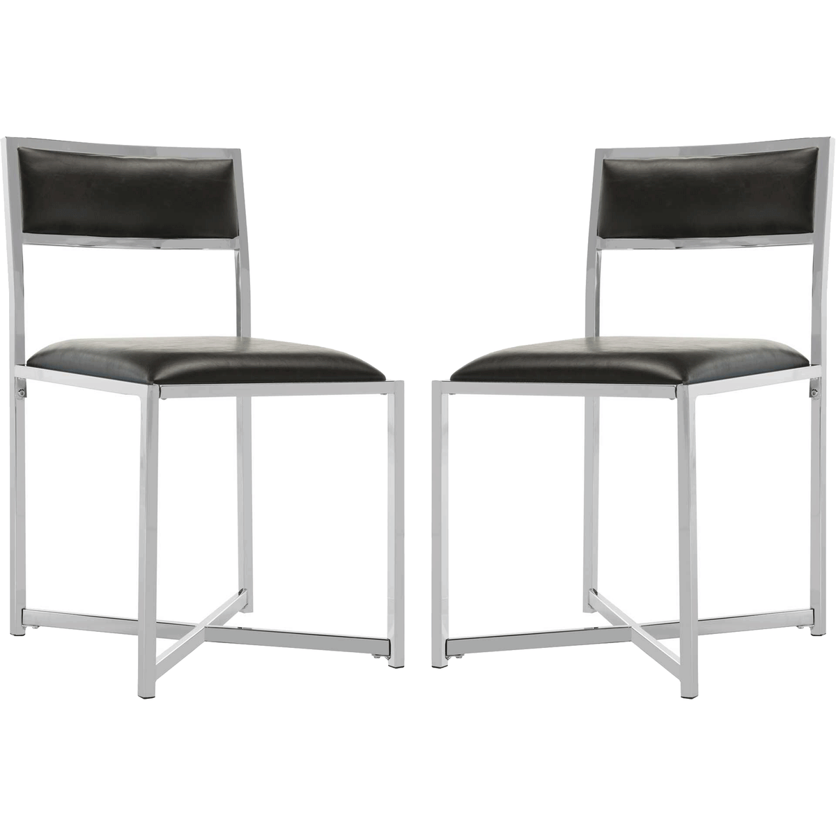 Meera Chrome Side Chair Black/Chrome (Set of 2)