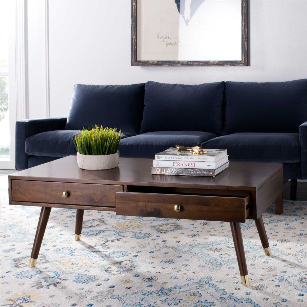 Ledger Gold Cap Coffee Table Brown