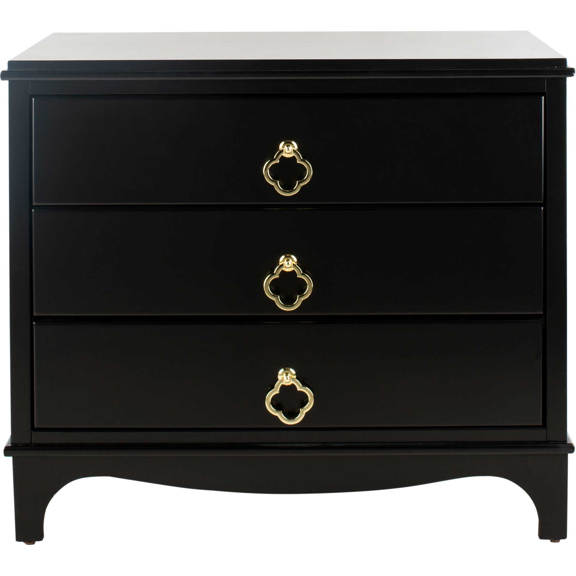 Hannon 3 Drawer Nightstand Black - Safavieh Hannon 3 Drawer Nightstand Black - Safavieh