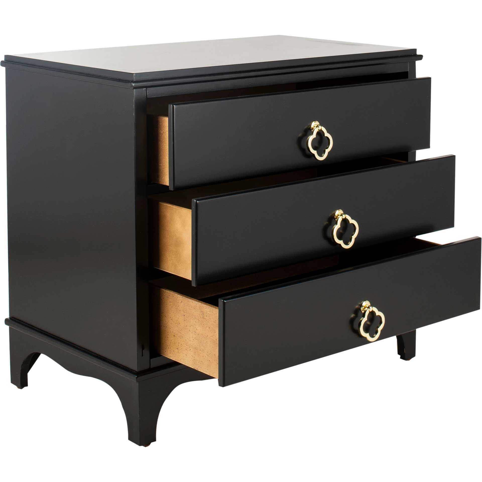 Hannon 3 Drawer Nightstand Black - Safavieh Hannon 3 Drawer Nightstand Black - Safavieh