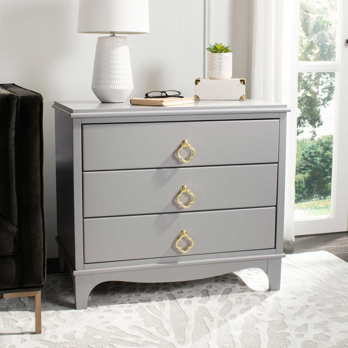 Hamden 3 Drawer Contemporary Nightstand Gray
