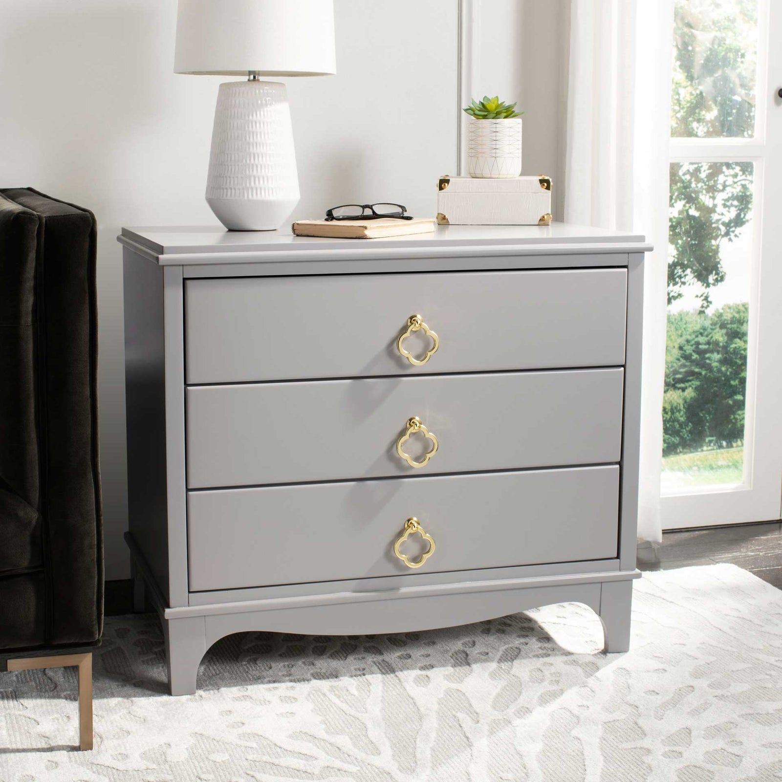 Hamden 3 Drawer Contemporary Nightstand Gray