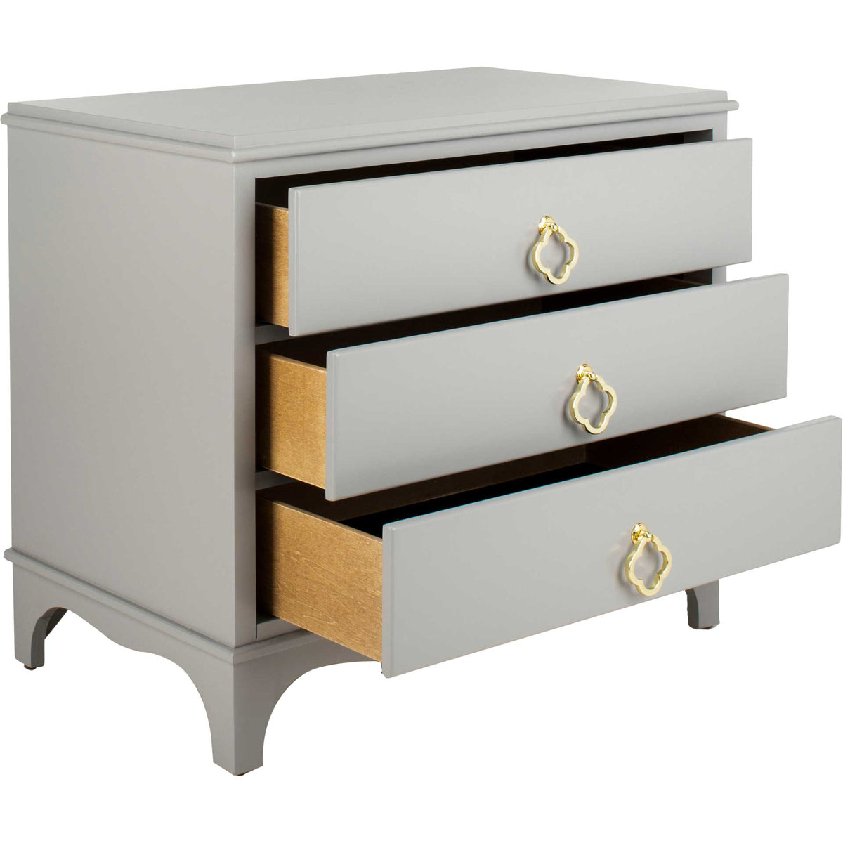 Hamden 3 Drawer Contemporary Nightstand Gray