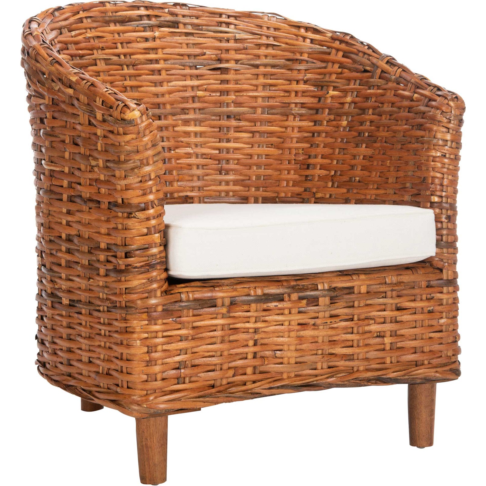 Omar Rattan Barrel Chair Honey/White