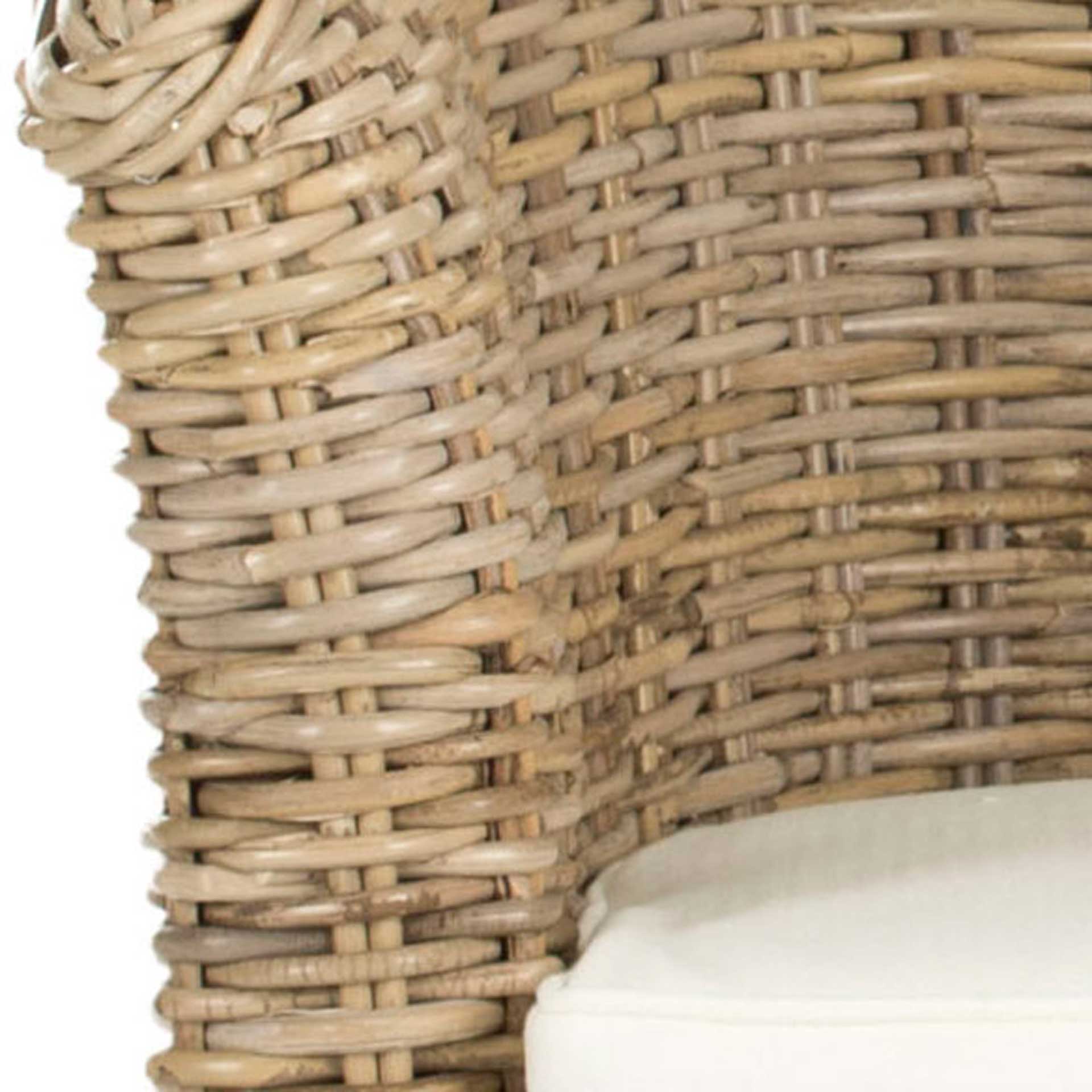 Omar Rattan Barrel Chair Natural/White