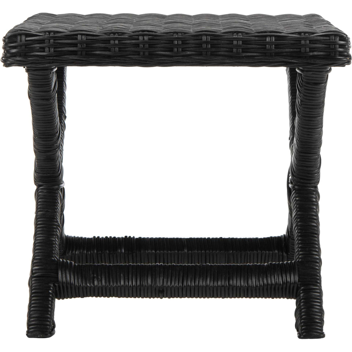 Tightly woven black seat rests on wrapped supports joined by two low crossbars. || FOX6529B || front_studio