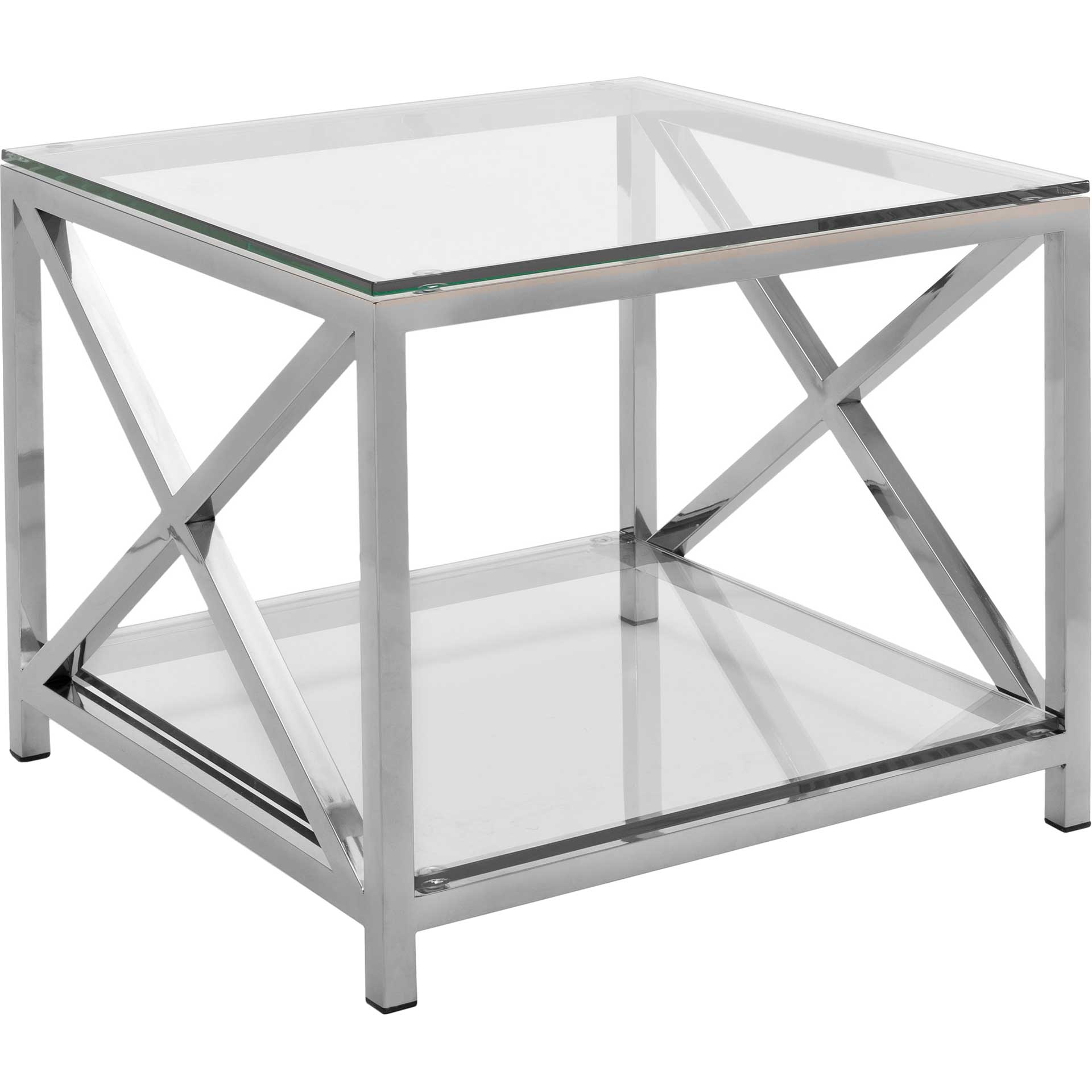 Hanna Chrome End Table With Glass Top Chrome