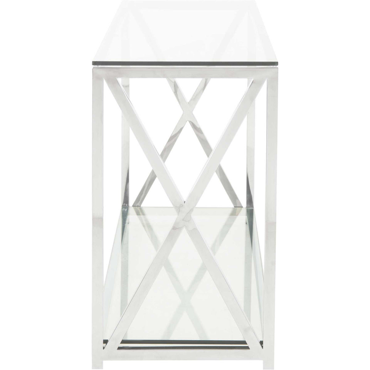 Hanna Chrome Console With Glass Top Chrome