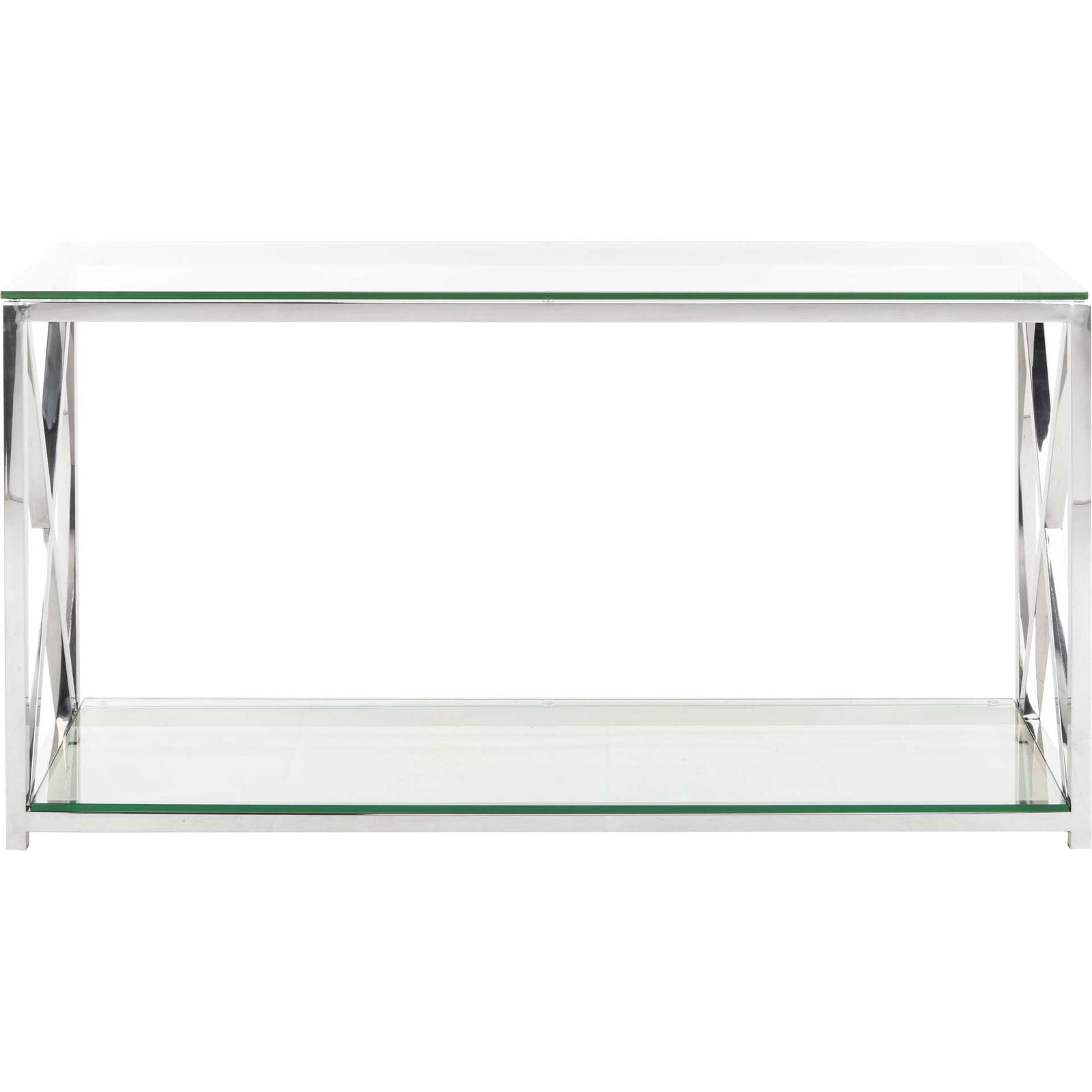 Hanna Chrome Console With Glass Top Chrome
