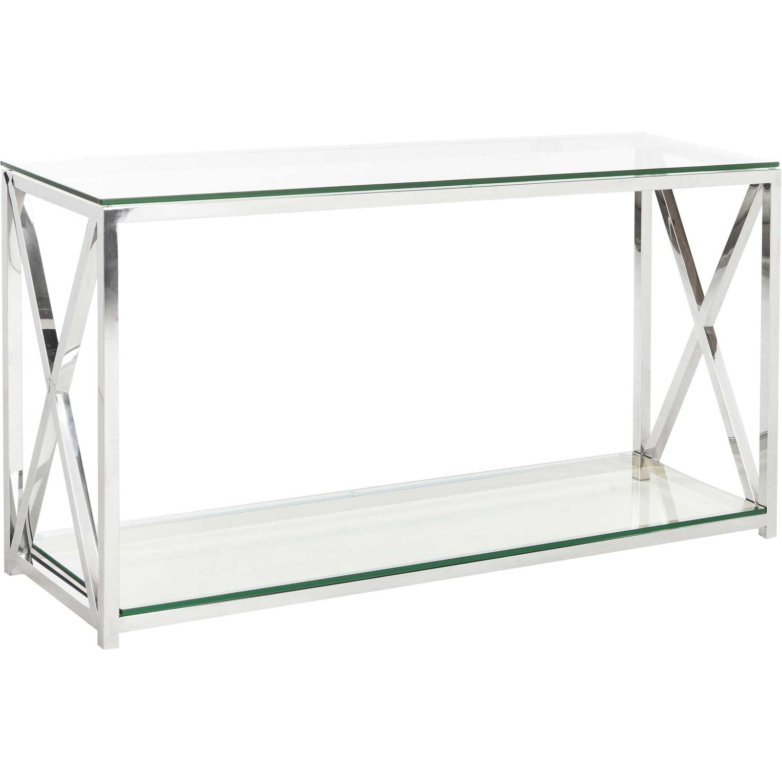Hanna Chrome Console With Glass Top Chrome