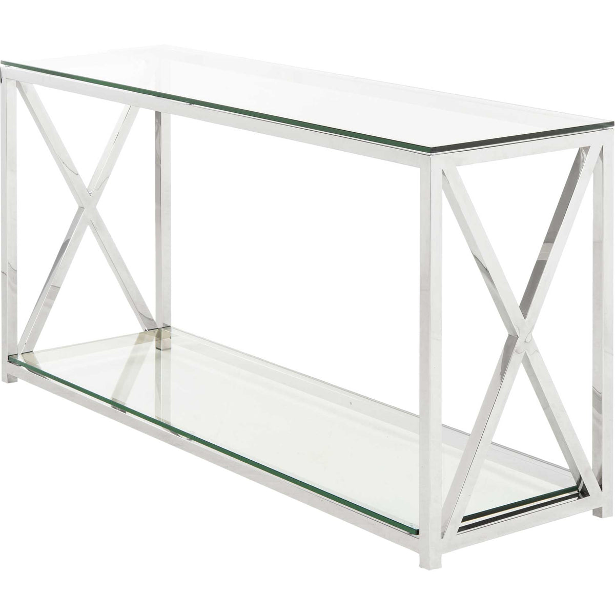 Hanna Chrome Console With Glass Top Chrome