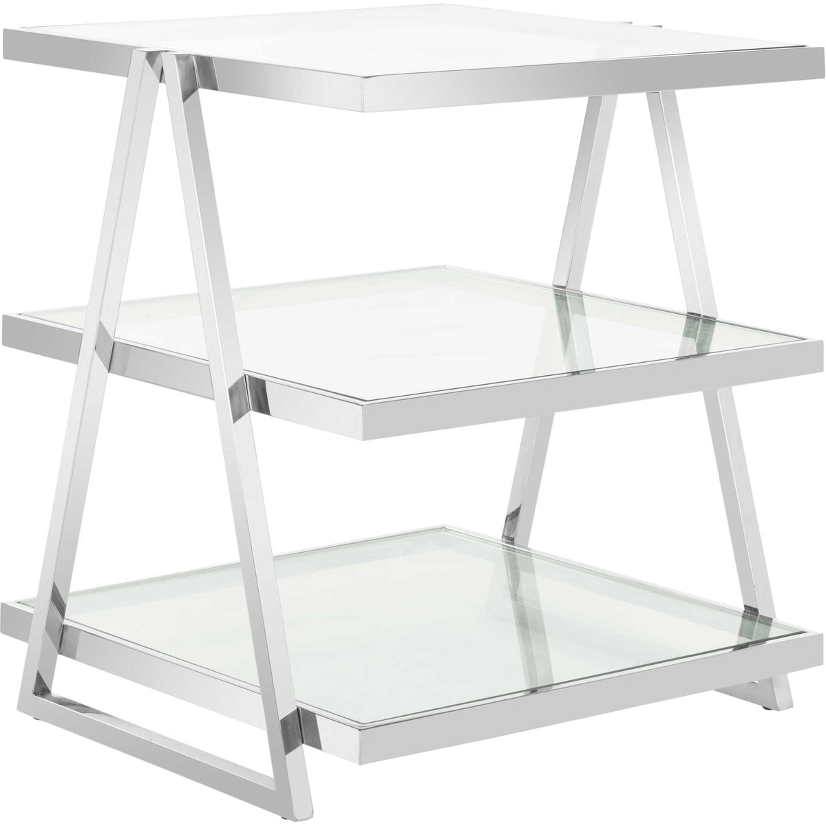 Stewart 3-Tier Glass End Table Chrome
