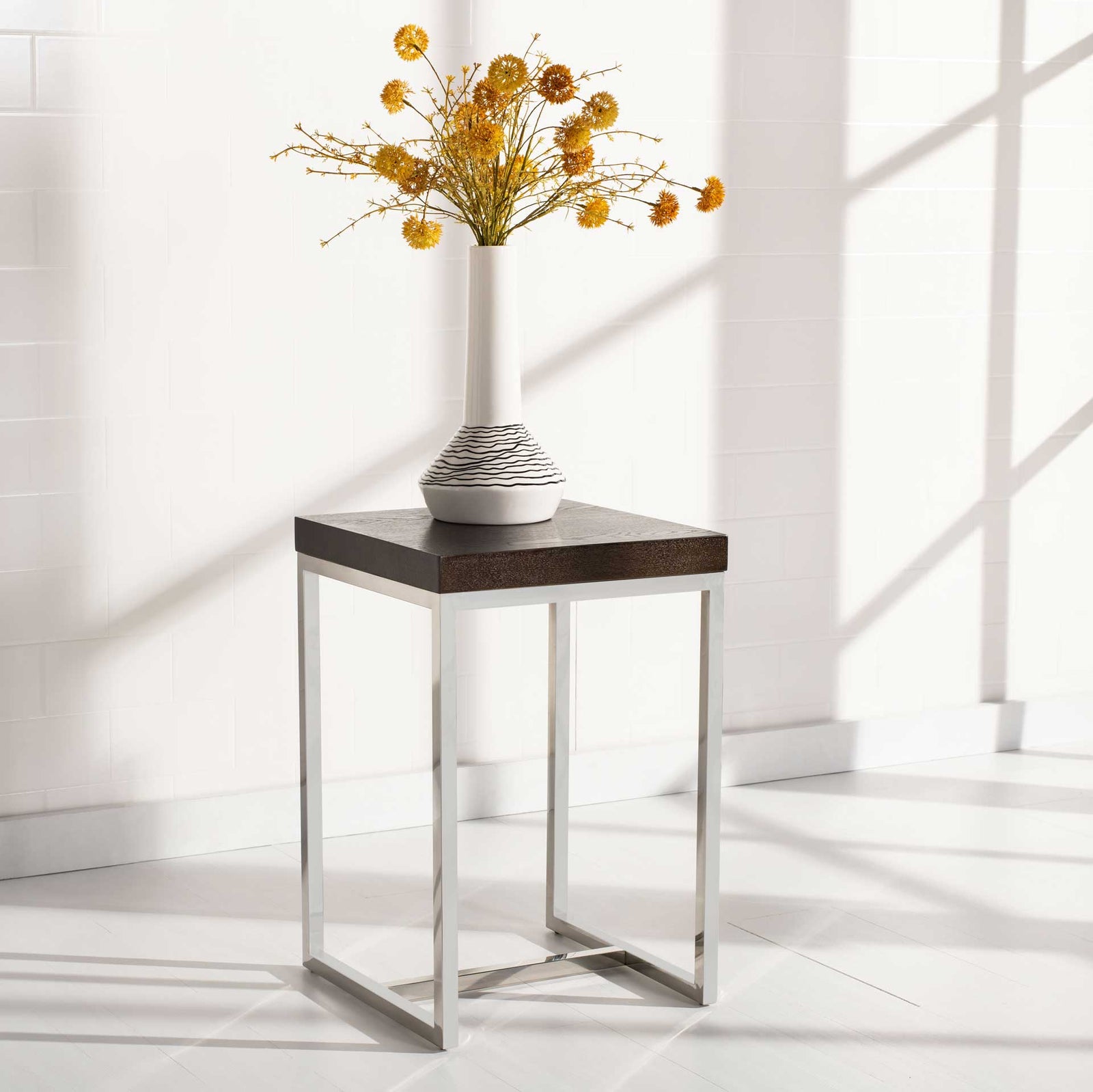 Tullis Black Glass Top Square End Table Black