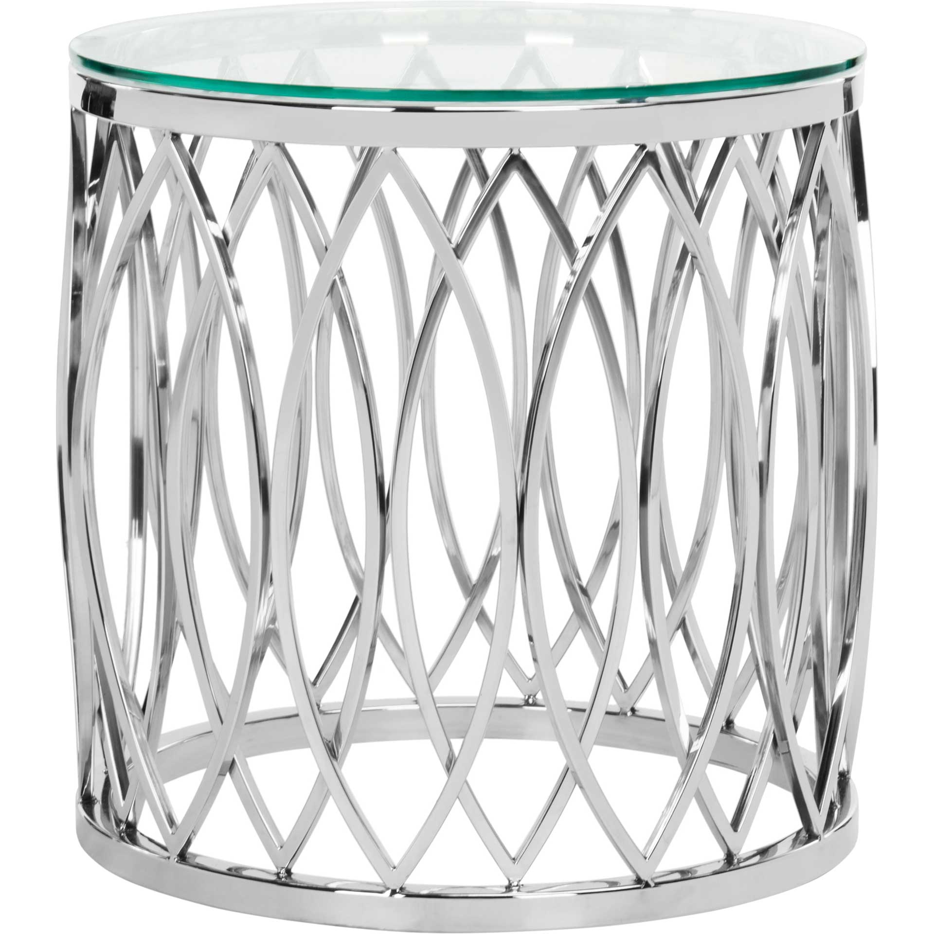 Apprise Glass Top End Table Chrome
