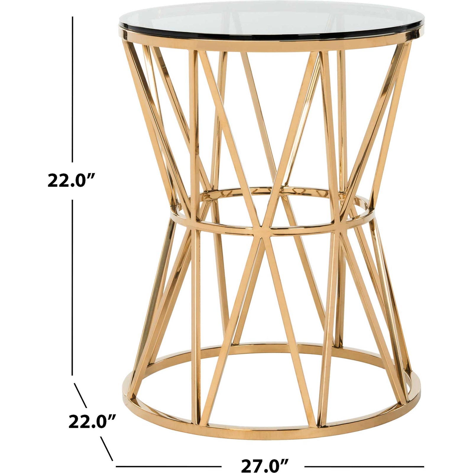 Delve Glass Top End Table Gold