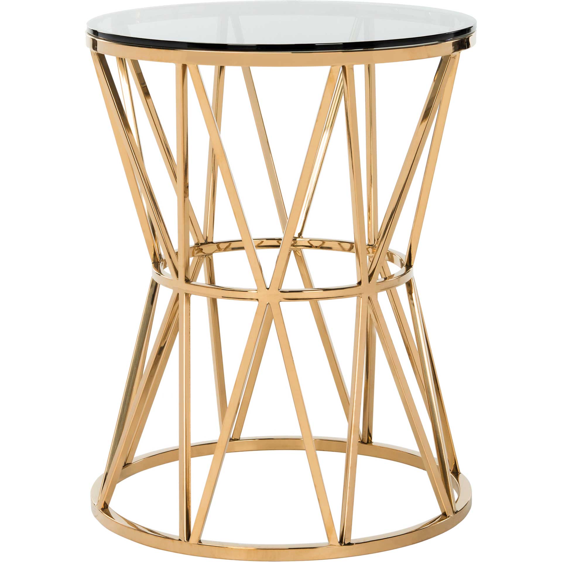 Delve Glass Top End Table Gold