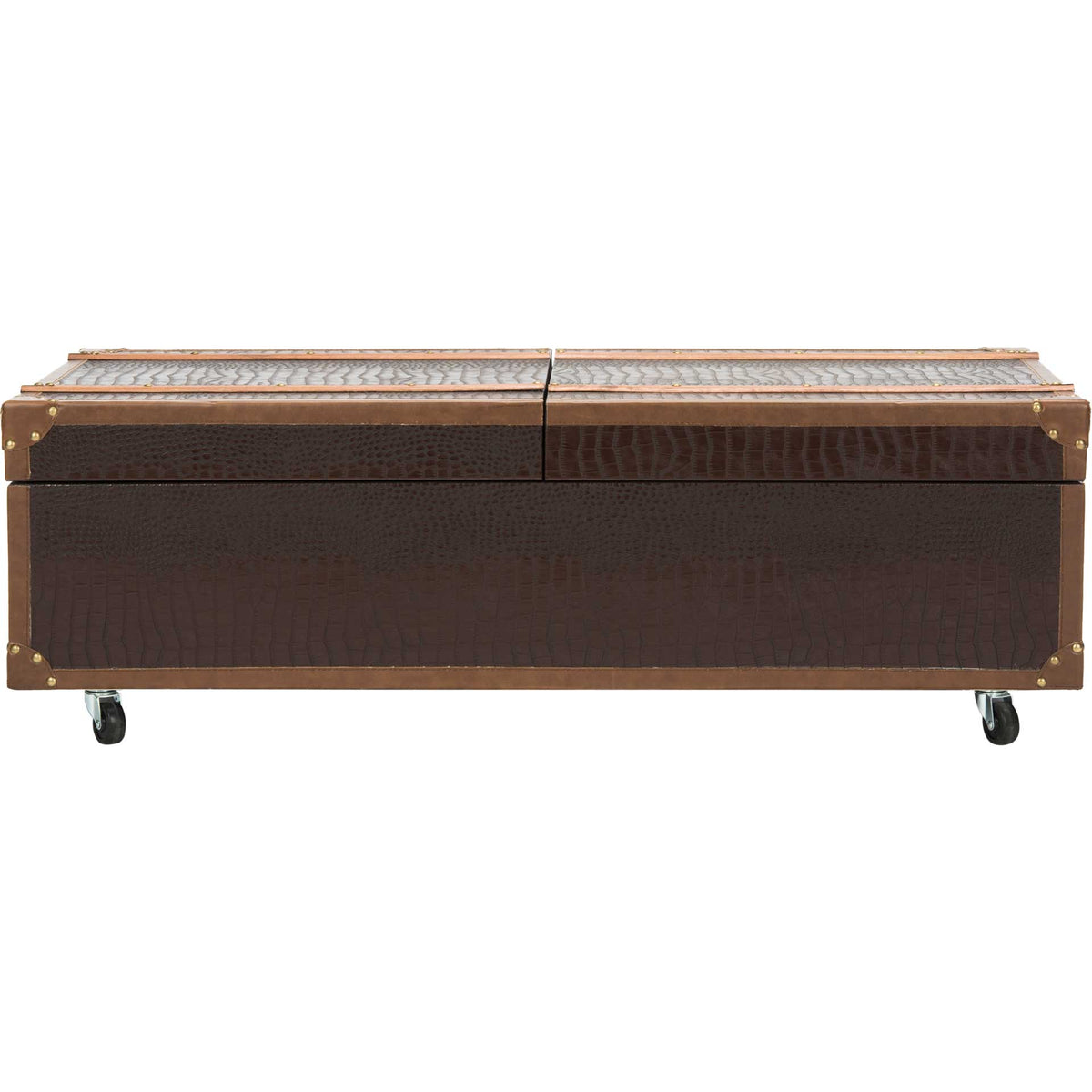 Zoey Coffee Table Storage Trunk With Wine Rack Brown