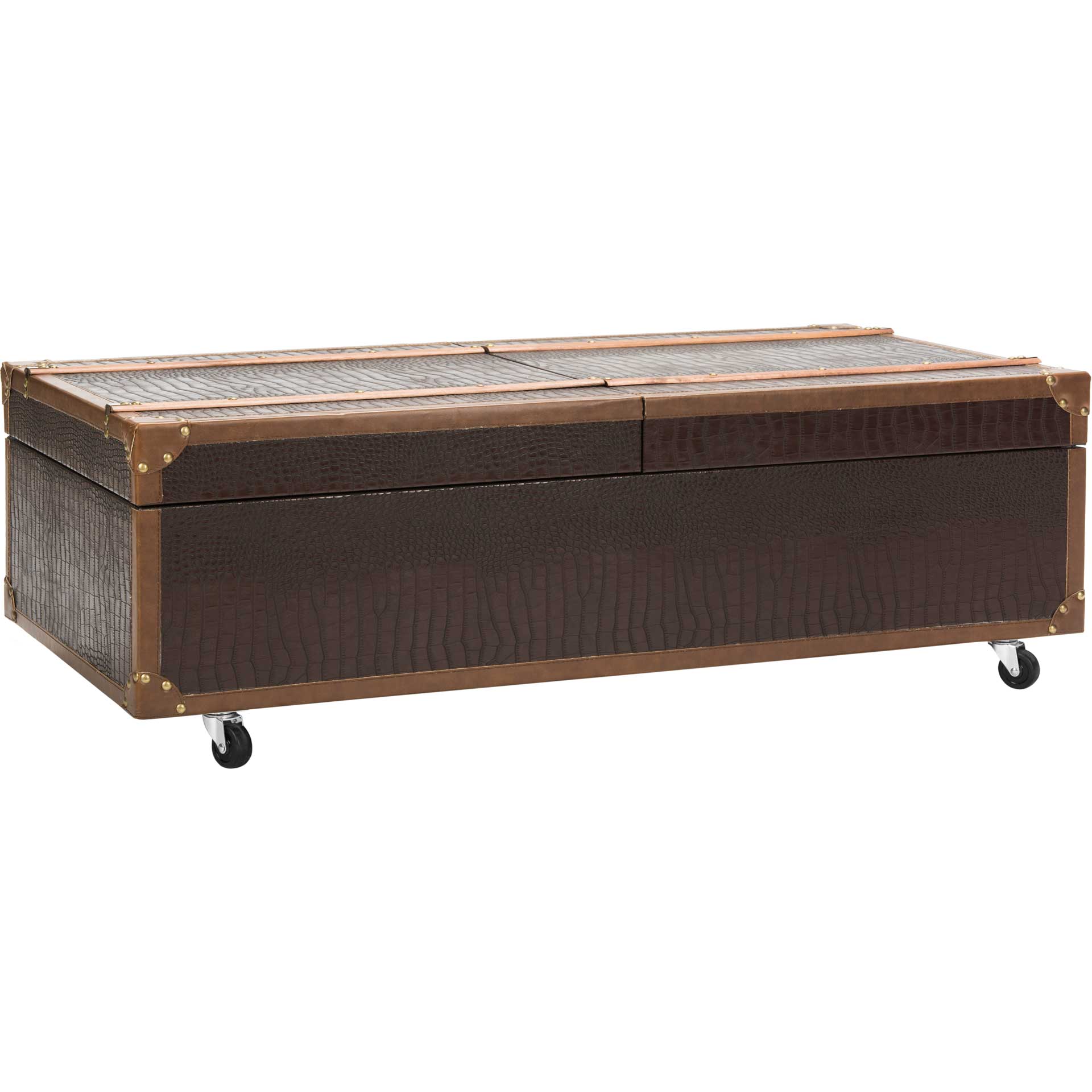 Zoey Coffee Table Storage Trunk With Wine Rack Brown
