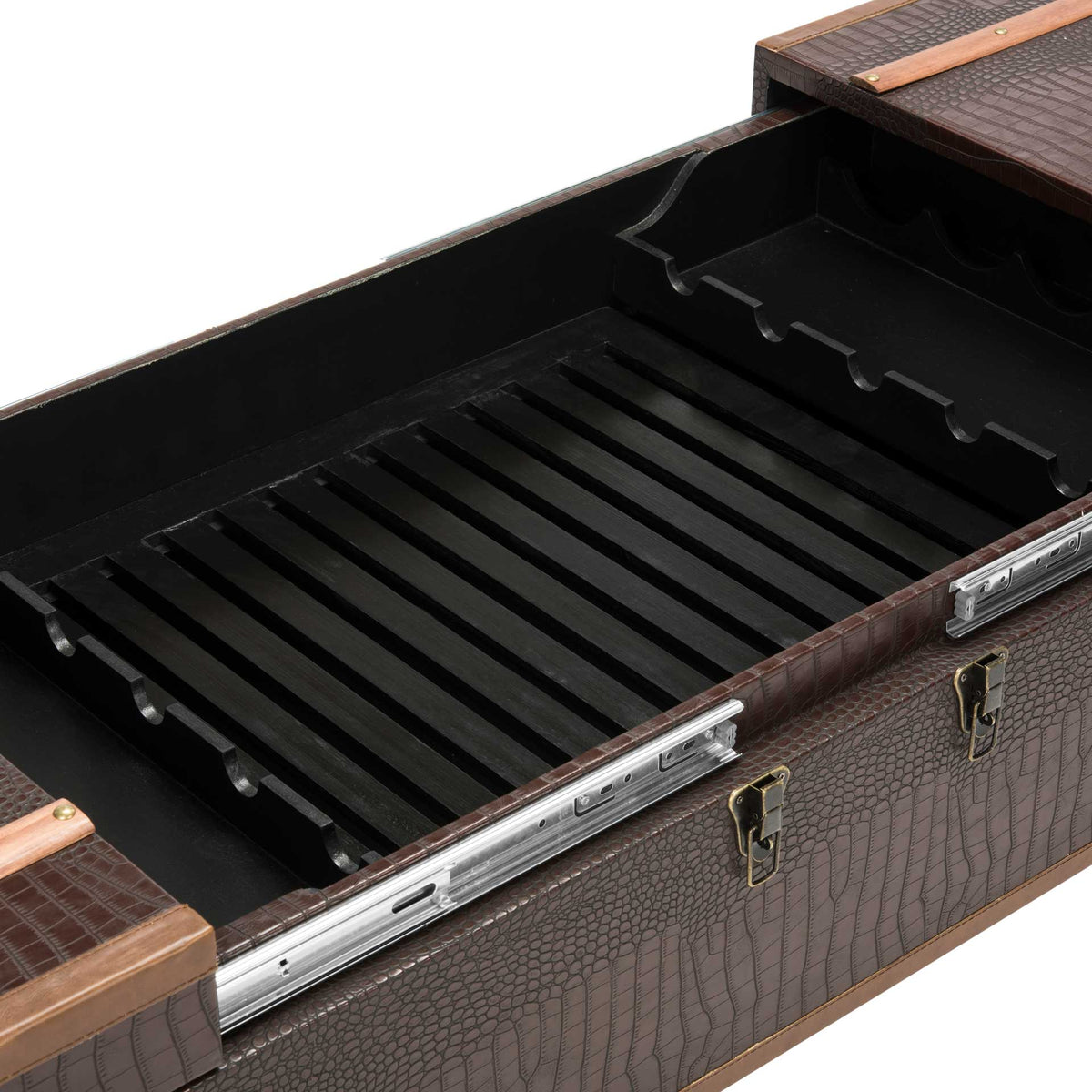 Zoey Coffee Table Storage Trunk With Wine Rack Brown