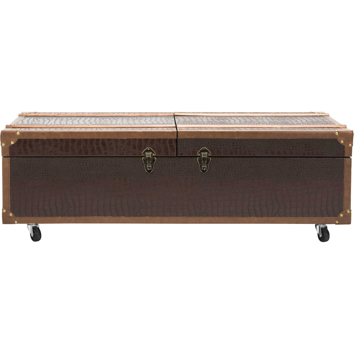 Zoey Coffee Table Storage Trunk With Wine Rack Brown