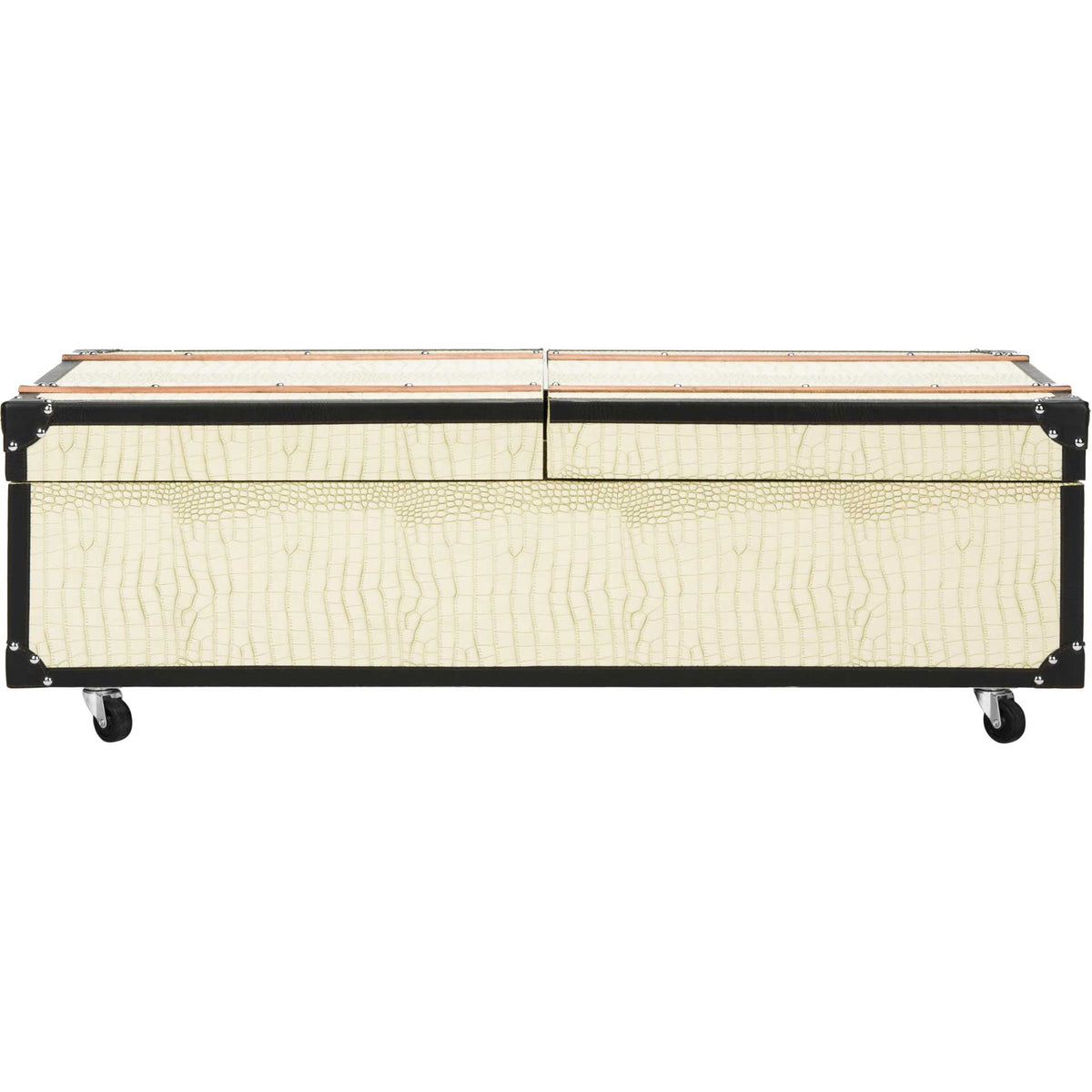 Zoey Coffee Table Storage Trunk With Wine Rack Cream