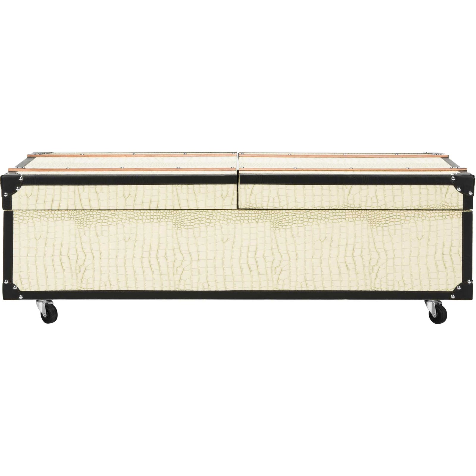 Zoey Coffee Table Storage Trunk With Wine Rack Cream