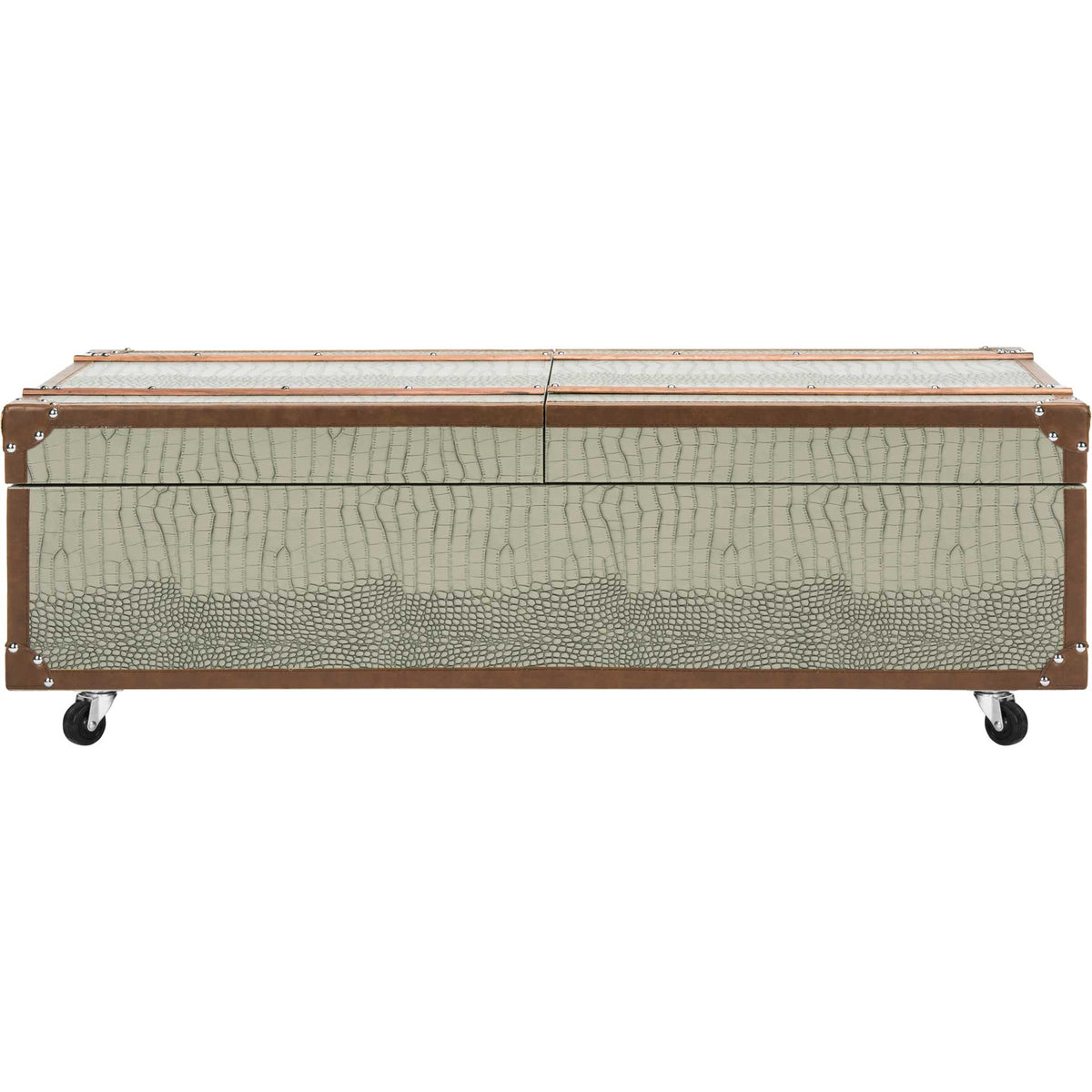 Zoey Coffee Table Storage Trunk With Wine Rack Gray