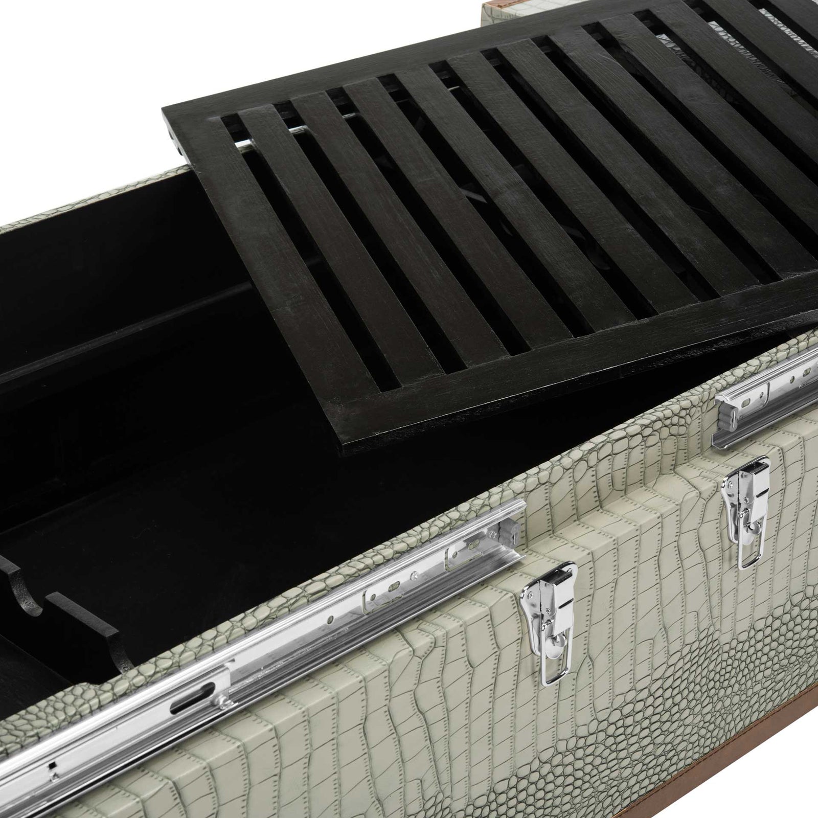 Zoey Coffee Table Storage Trunk With Wine Rack Gray