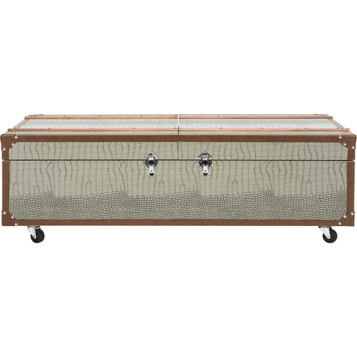 Zoey Coffee Table Storage Trunk With Wine Rack Gray