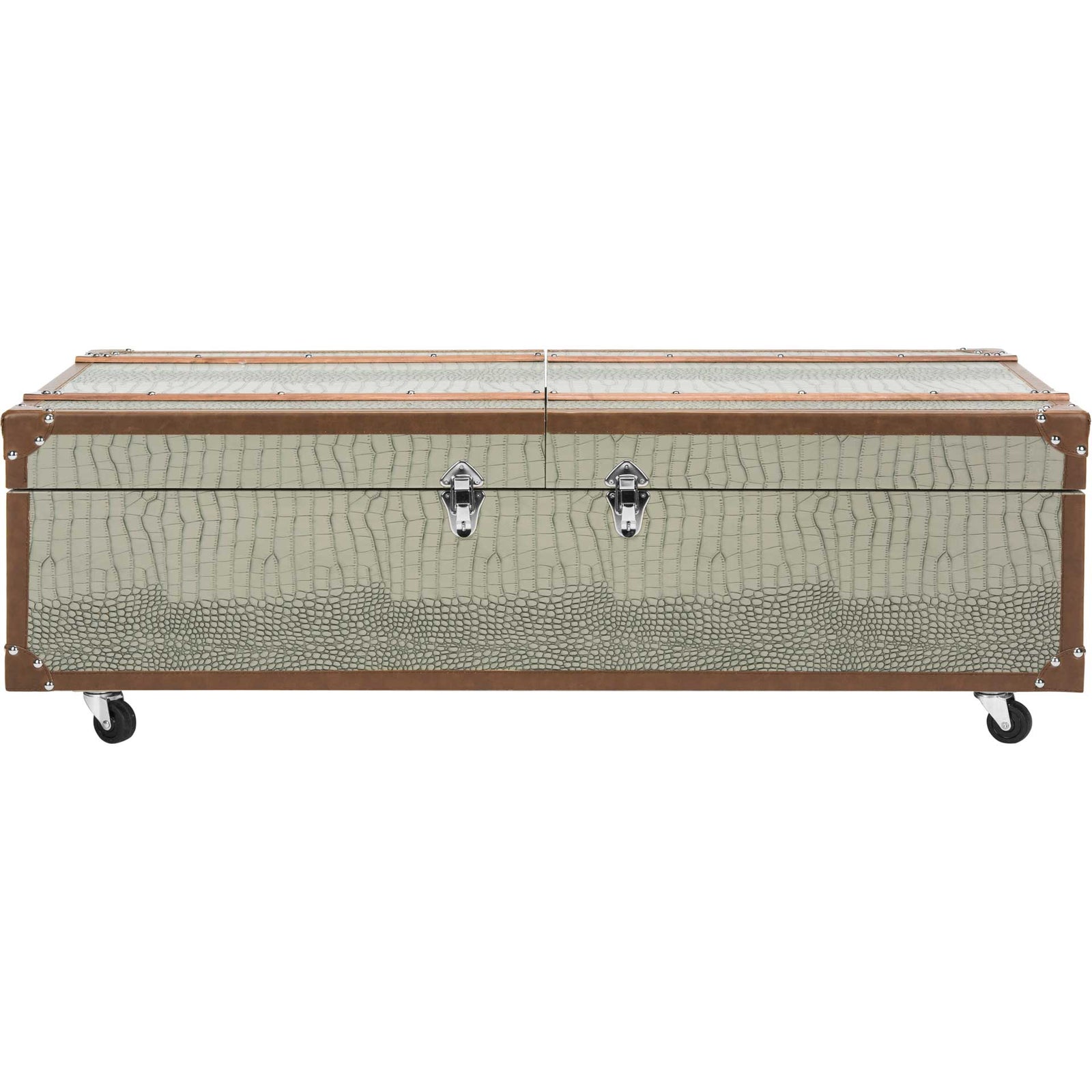 Zoey Coffee Table Storage Trunk With Wine Rack Gray