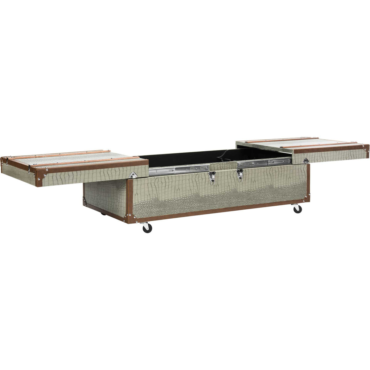 Zoey Coffee Table Storage Trunk With Wine Rack Gray