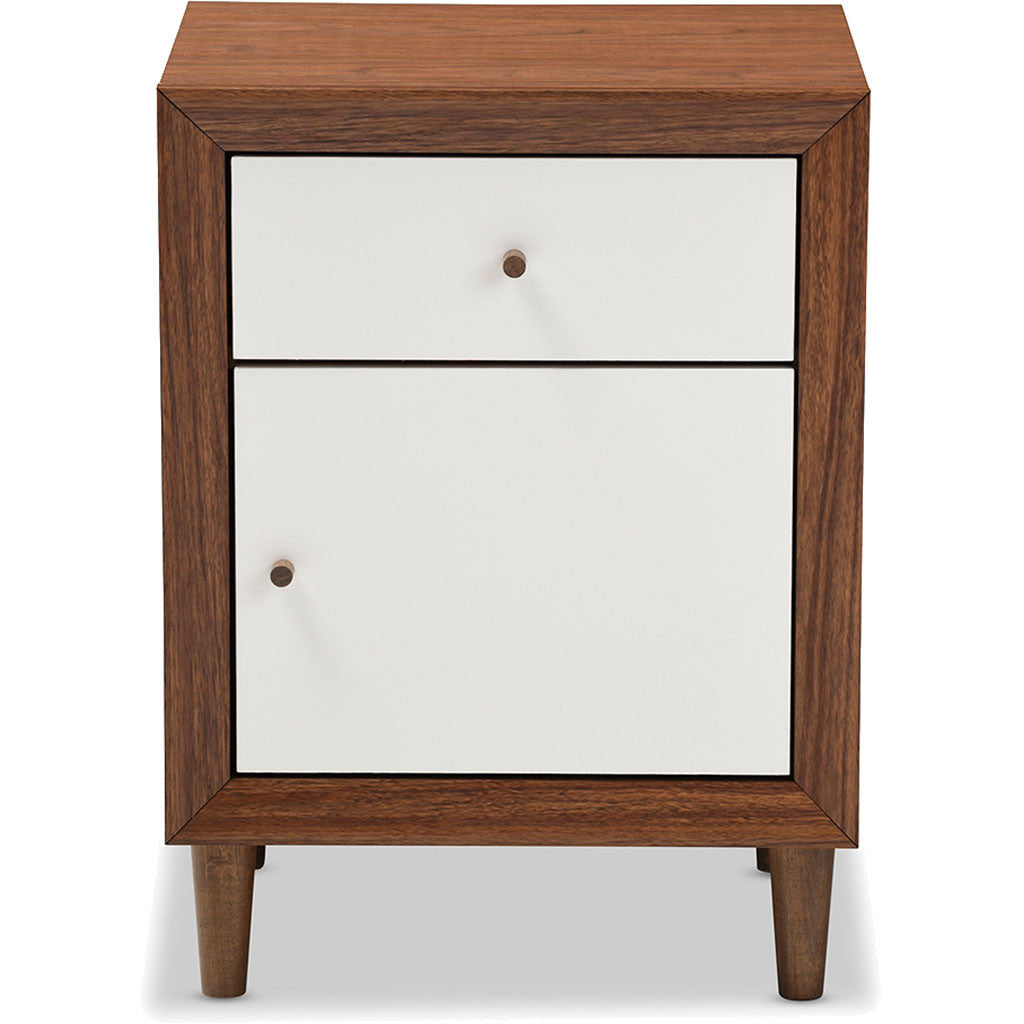 Haven Modern Nightstand White/Walnut - Froy.com
