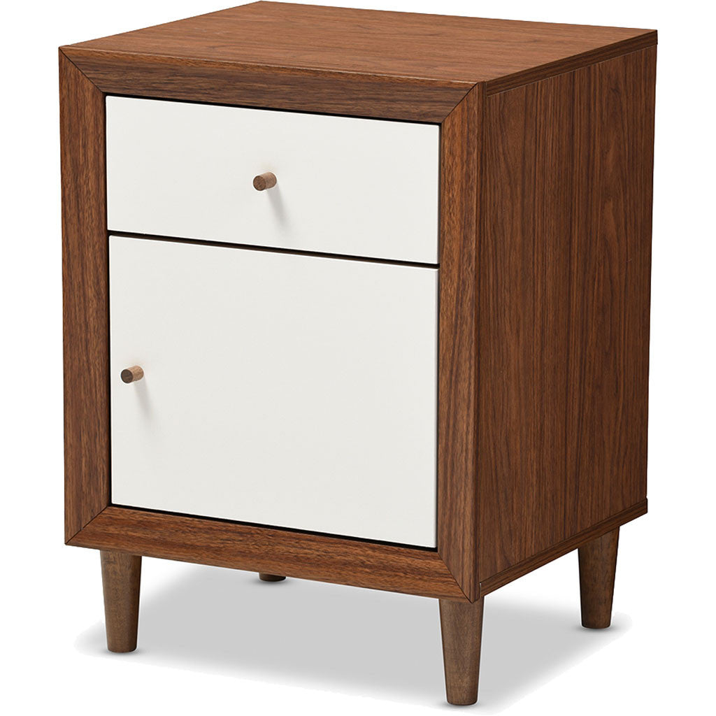 Haven Modern Nightstand White/Walnut - Froy.com